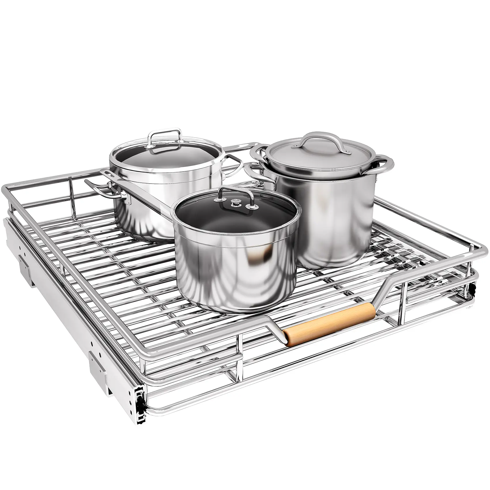 Pull out Cabinet Organizer, 15"W X 21"D, Heavy Duty Smooth Sliding Under Cabinet Shelves for Pots and Pans, Full-Extension Roll out Drawers, Slide out Organization for Home Kitchen Pantry