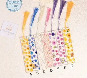 Printed Flower Bookmarks With Tassel,Floral Resin Bookmark,Cute Read Marks, Gift for Book Lovers, Back to School, Teacher's Day Gift