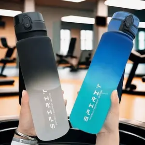 Gradient Frosted Sports Water Bottle with Strap, Durable Leak-Proof Design, Ideal for Gym & Outdoor Use, Essential Hydration Solution, Aesthetic Water Bottle