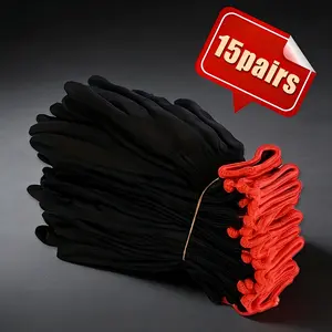 Thin Nylon Gloves 15 Pairs (30 Pcs), Lightweight Breathable Safety Work Gloves for Men & Women, Ideal for Warehouse, Gardening & Outdoor Activities