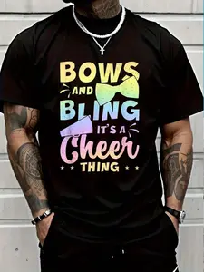100% Cotton Bows Bling Cheer Thing Cheerleading Homecoming T-Shirt Women's Men's Graphic Tee Crew Neck summer vacation Tops