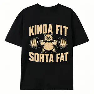 Funny Weightlifting Bear Tee – Cotton Heavyweight Oversized Gym Shirt for Gym Enthusiasts Menswear Top