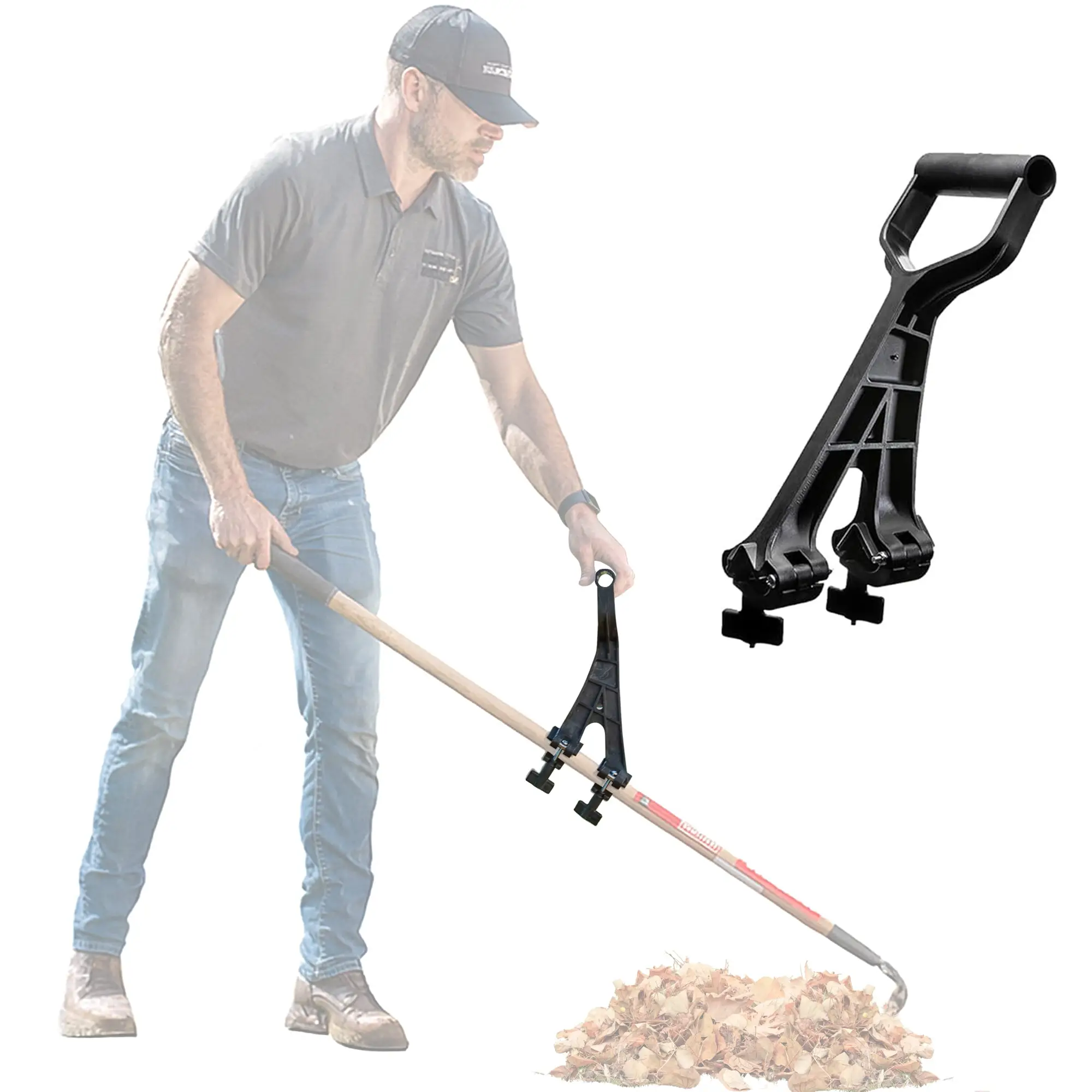Reach Right Ergonomic Handle - Quick Secure Attachments for Shovels Rakes Pitchforks String Trimmers - Heavy Duty 15" Long x 5" Wide x 12" High - Made