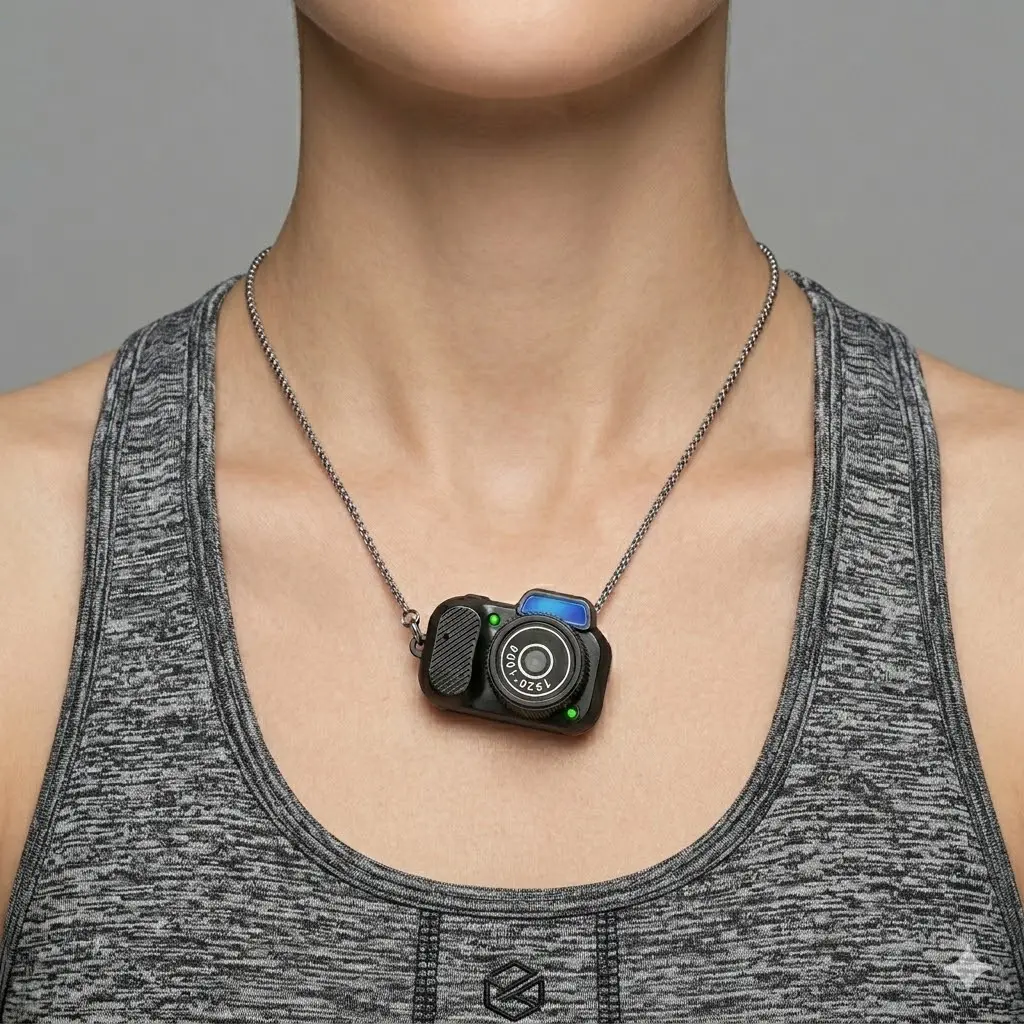 Aesthetic Wearable HD Screen Digital Camera Necklace - 1080P POV Video Recording Equipment, 32GB Memory Card Included, Portable Home & Going Out Gear, Creator Gift