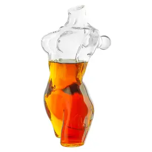 The Wine Savant Lady Body Sculpture Whiskey & Wine Decanter Elegant Glass Female Bust Perfect for Home Decoration 750ml