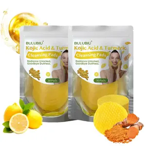 BULUBIU Turmeric Kojic Acid Exfoliating Cleansing Pads – Gentle Foaming Facial Pads for Smooth Skin, Dark Spot Care & Skin Repair – Organic Skincare Formula (30 Pads)