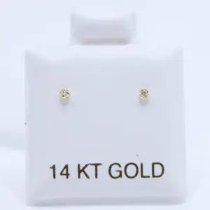 14KT Gold 2-Piece Nose Stud Set - Ball Back, 1.5mm Cubic Zirconia Stone Piercing Jewelry