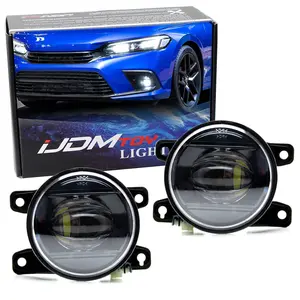 iJDMTOY Black Interior Clear Lens 15W High Power LED Fog Lamps w Kit w/Relay Wire & Universal Fit Switch, For Honda 2022-up Civic Sedan/Hatchback, CR-V, Accord