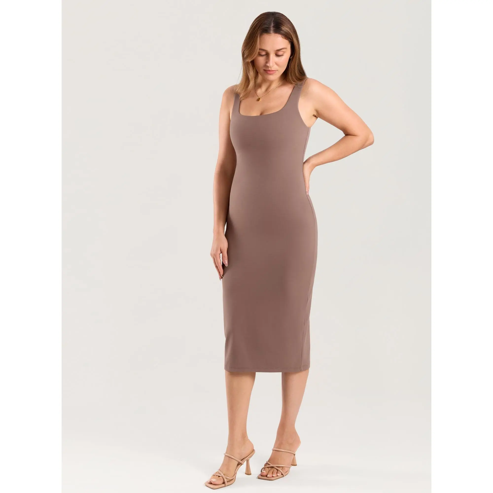slim fit dress slacks Lucille Knit Maternity Midi Dress Dark Teal L