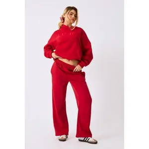 Kaiia Wide Leg Joggers Red