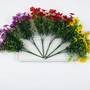 6/12 Bundles Artificial Flowers for Outdoors Decoration, UV Resistant Silk Faux Daisy Flora Spring Fake Plastic Plants Greenery for Outside Indoor Yard Home Porch Window Box Decor