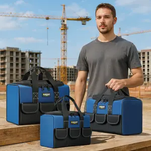 WINHUNT Tool Bag Set 3 Sizes Heavy-Duty Storage Bags Waterproof 1680D Organizer for Electrician Construction Blue and Black