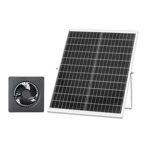 VEVOR Solar Powered Fan, 25W Solar Panel with 220 CFM Airflow, Adjustable Panel Angle, 2030 RPM High-Speed, Flexible Install, Fast Air Exchange for Greenhouse, Grow Tents, Chicken Coops, Shelters