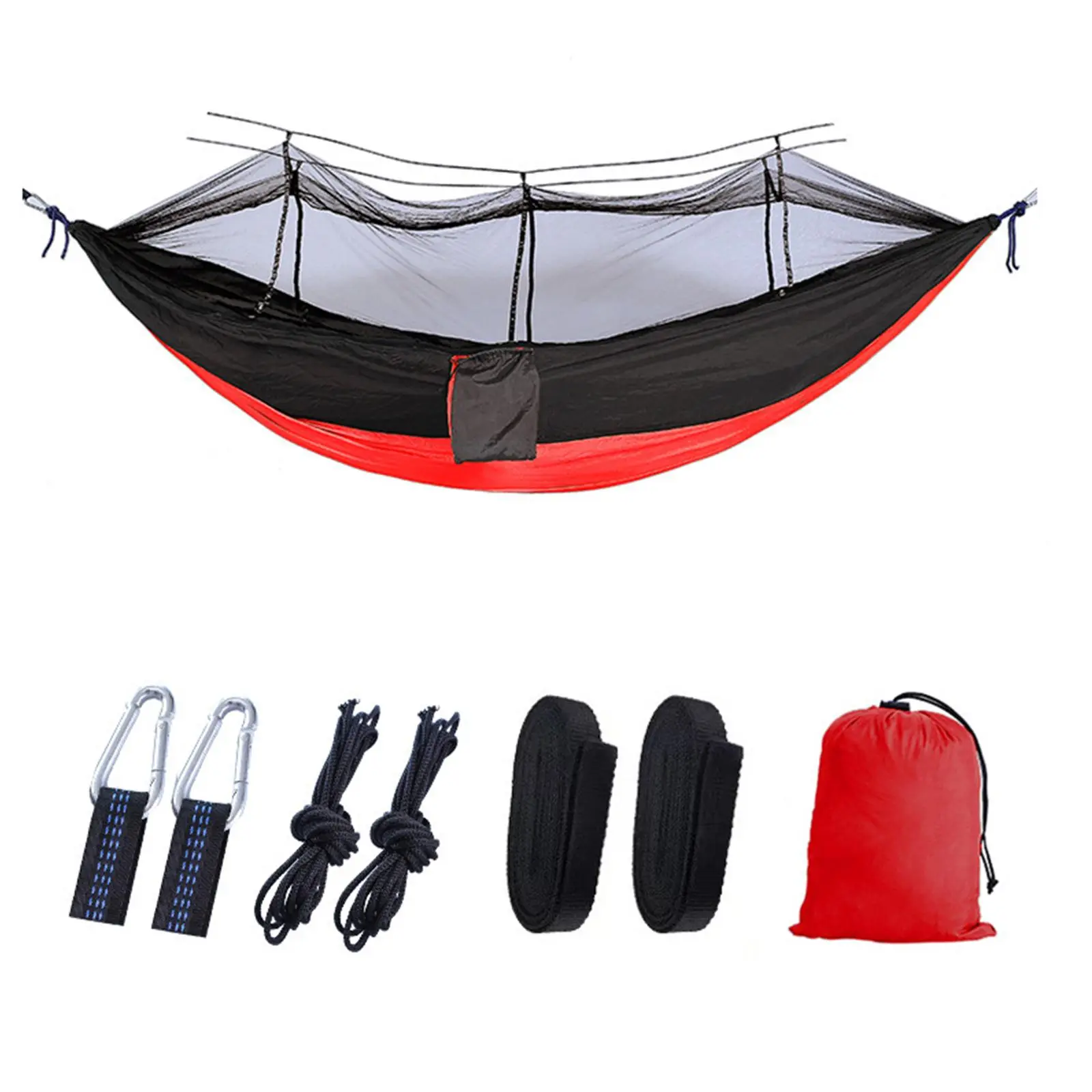 Summer Portable Hammock with 2 Hooks & 2 Ropes & 2 Fixed Straps & 1