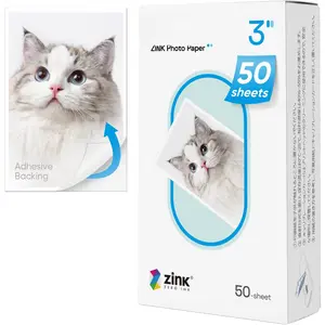 Zink Photo Paper 2x3" 50 Sheets,  Photo Printer Paper w/Adhesive , , Smudge Proof,  Proof, Instant Photo Paper