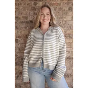 Striped Cardigan Hoodie
