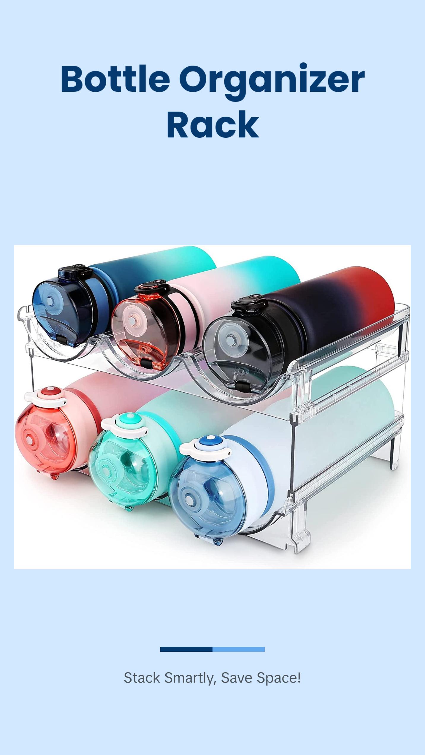 Water Bottle Organizer for Cabinet, Water Bottle Storage Organizer, 2 Packs Water Bottle Storage Rack, Water Bottle Holder for Cabinet, Stackable Water Bottle Storage Rack