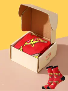 Cute Pizza Socks Gift Box Set, Spring Summer Unisex Knitted Graphic Mid-Calf Socks, Casual Fashion for Valentine's Day Easter Ramadan, Casual Daily Socks