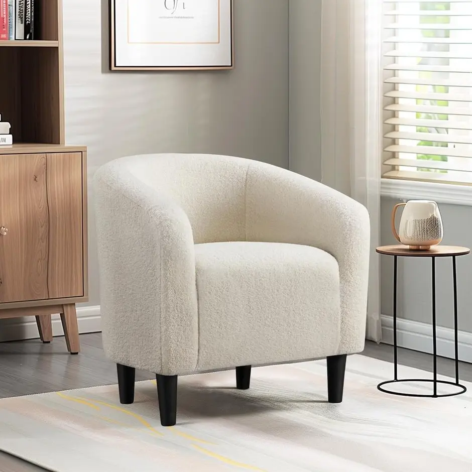 Yaheetech Barrel Chair, Furry Accent Chair with Soft Padded Armrest, Fuzzy Club Chair for Living Room/Bedroom/Reading Room/Guestroom Yaheetech Barrel Chair, Furry Accent Chair with Soft Padded Armrest, Fuzzy Club Chair for Living Room/Bedroom/Reading Room/Guestroom