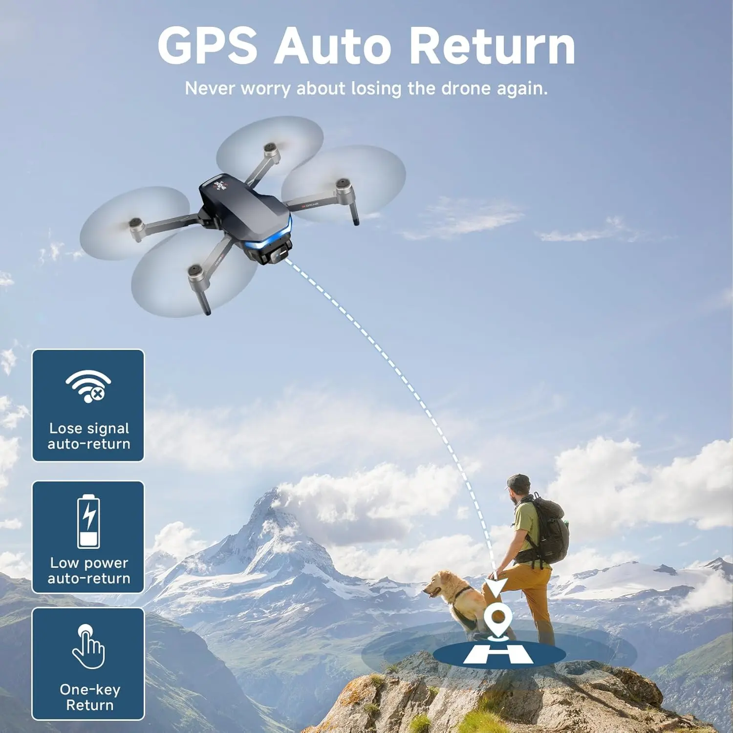 C15 GPS Drone with 4K Camera for Adults, Foldable RC Quadcopter with Range Video Transmission, Flight Time, Auto Return, Follow Me, Circle Fly, Waypoint Fly, Gesture Control 3-axis stabilization Brushless Aerial Photography Drone