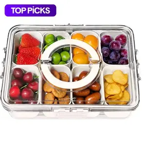 Transparent Plastic Food Storage Box Set with Lid and Handle, Portable Reusable Snack Container, Ideal for Home Kitchen Parties and Travel