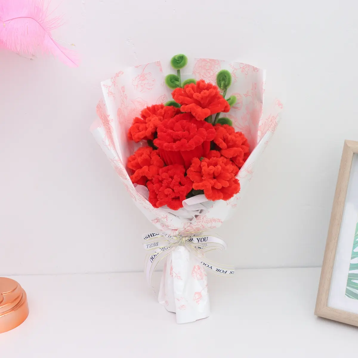 Handmade Twist Stick Artificial Carnation Rose Bouquet, Perfect for Mother's Day, Thanksgiving, Valentine's Day, Teacher Appreciation Gift