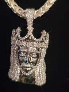 24 inch Sterling Silver Franco Chain Genuine ITALY 925 SIlver w/ Jesus Pendant 4mm BIG CHAIN