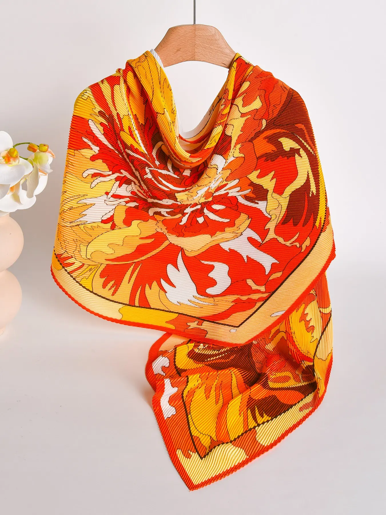 Fashionable Elegant Floral Print Scarf, Crushed Texture, Versatile Wrap for Office & Vacation, All-Season Wear, Fits All Body Types, Summer Scarf, All Season Shawl