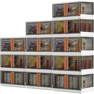 Collapsible Storage Bins 72-L - 12-Pack of Extra-Large 19-Gallon/76-Quart Stackable Wheeled Clothing, Shoe, Bedroom, Office Organizer - Foldable Containers - Assembles in Second - US-Brand