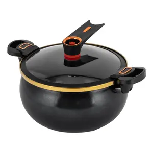 Mini pressure cooker, non-stick, 28*28*20cm Multifunctional mini pressure cooker, suitable for open flame, induction cooker, electric stove, gas stove (black)