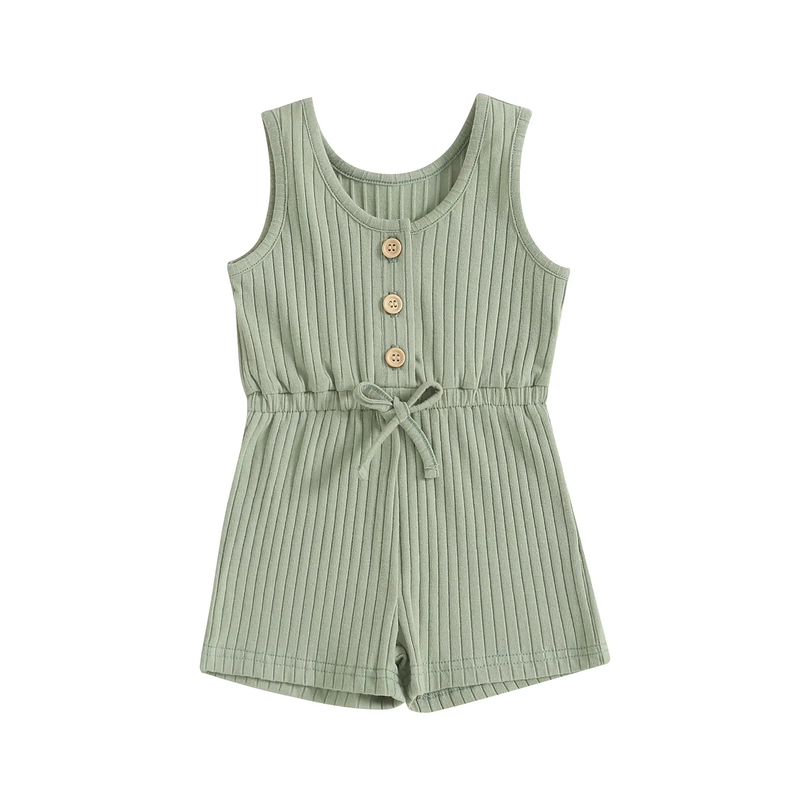 Canrulo Toddler Baby Girls Romper Clothes Summer Solid Color Sleeveless Jumpsuits Casual Playsuit Shortalls