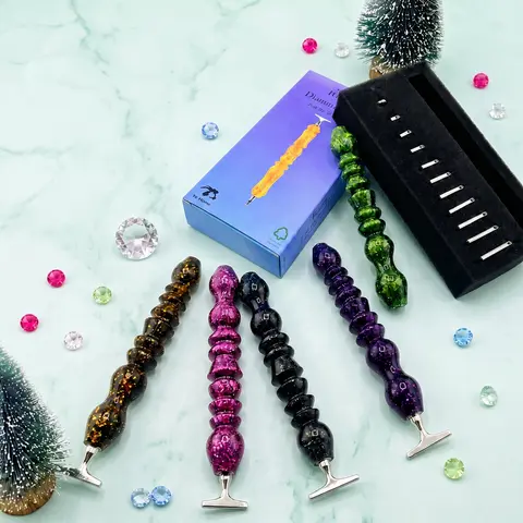 Glitter Resin Diamond Painting Pen with Ergonomic Handle, DIY Crafts Tool for Enthusiasts, Stress-Relief DIY Diamond Arts Accessory, Crafts Gift Box Inclusion