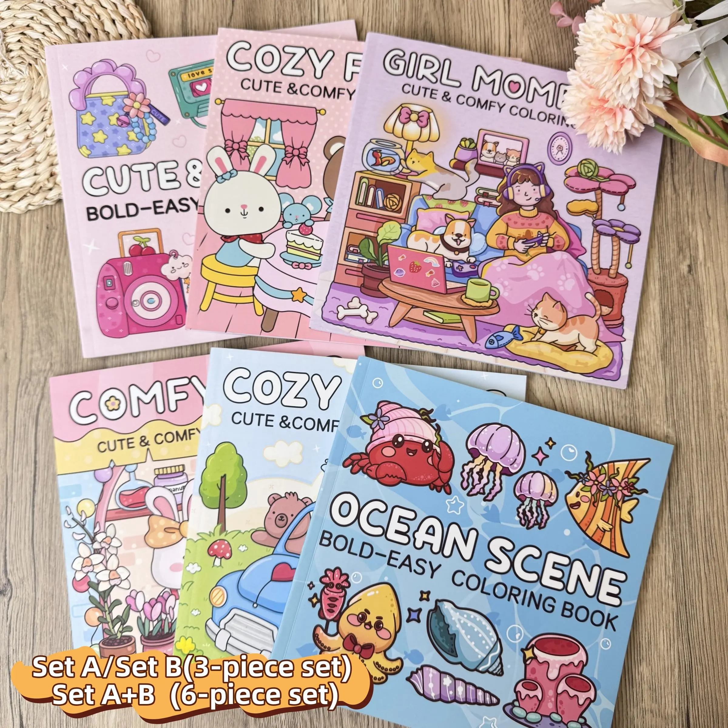 Multi-Themed Cute Colouring Book, 3/6pcs, with Rich Patterns, Enjoy the Drawing Process & Stress-Relief Coloring, Suitable for Daily Leisure & Holiday Gifts, Coloring Books, Coloring Book Set