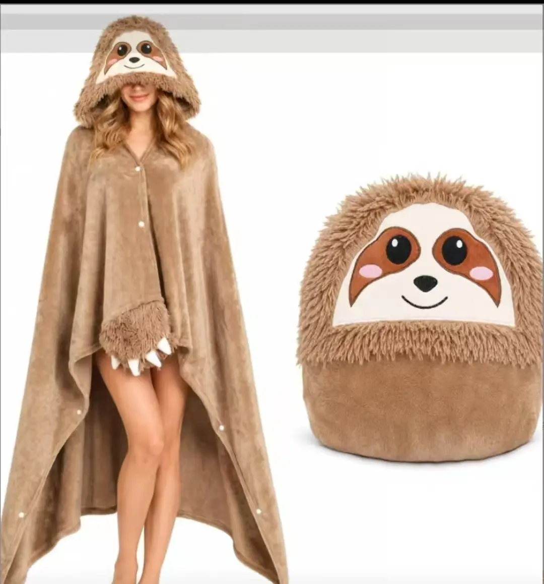 Women's Cozy Animal Hooded Fleece Cape Blanket - Soft Warm Loungewear Poncho Shawl Robe, Ideal for Home Lounging, Movie Watching