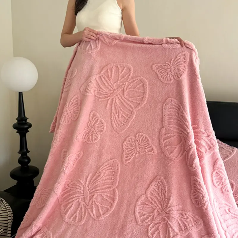 Lightweight Throw Blanket with Rolled Edges - Butterfly Print Design for Outdoor Camping, Beach Picnic, Sofa Lounging - Breathable-Machine washable