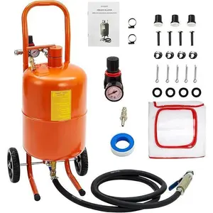 5 Gallon Sand Blasting Machine, 60-110 Psi Pressure Air Sand Blasting Kit w/4 Ceramic Nozzles & Oil-Water Separator, for Stain Removal Paint