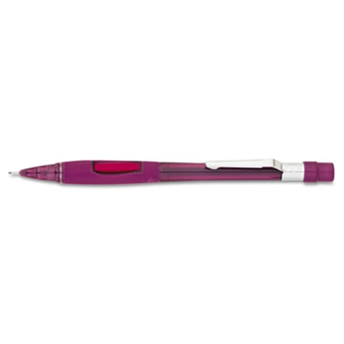 Pentel PD349TB Quicker Clicker Mechanical Pencil, 0.9 mm, Transparent Burgundy Barrel, Continuous Writing, Covered Eraser, Latex-Free Molded Grip, Pentel Super Hi-Polymer HB Lead, College School Supplies, Super Strong Lead