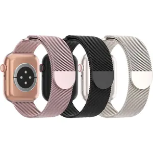 3 Pack Mesh Metal Bands Compatible with Apple Watch Band 38mm 40mm 41mm 42mm 44mm 45mm 49mm, Stainless Steel Magnetic Loop Strap for iWatch Ultra/2 Series 9/8/SE/7/6/5/4/3/2/1 Men Women