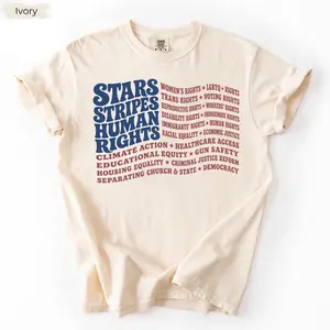 Stars and Stripes and Human Rights USA Flag Shirt, Subtle Anti Trump shirt, Political Merch, Pro immigration shirt, Anti ICE shirt