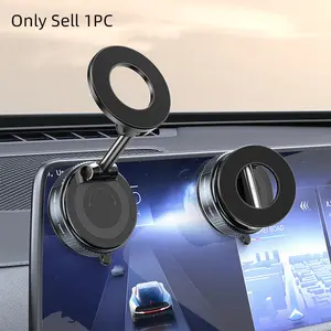 Upgraded Vacuum Magnetic Car Phone Holder, 360° Rotatable Super Suction Mount, MagSafe Compatible for iPhone & Android, Adjustable Car Holder