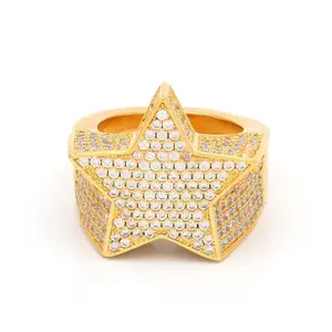 [ICE HUE]18K Gold Vacuum Plated Copper with 5A+ Sri Lanka Zircon Stars Ring Miami Italy Mexico & Micro Inspired for Women & Men Luxury Jewelry,Daily Wear,Casual Fashion,Gift Idea,,Classic,Hip Hop,Simple,Sporty Style