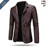 Men's Classic Fitted Plain Button-Collared Jacket Coats - Long Sleeve, Polyester Lined, Fall-Winter Casual Street Menswear Outerwear, Regular Sizes S,M,L,XL
