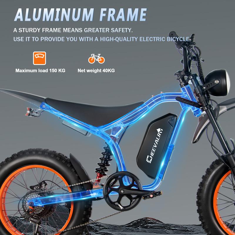 E-Bike Electric Dirt Bike for Adults 2000*2W Peak Power Brushless Motor 52V 32Ah 90KM Range Ebike 7-Speed 80*2Nm Torque Electric Dirtbike 180mm Disc Brake Electric Bike for Adults