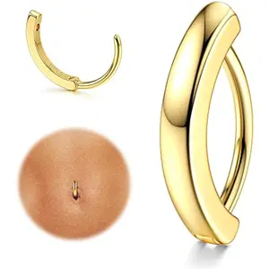 Fansilver 14G Clicker Belly Button Rings for WomenBelly Button Ring Curved CZ Reverse Clip-on Belly Button Ring Barbell Piercing Navel Body Piercing Jewelry 10/12mm