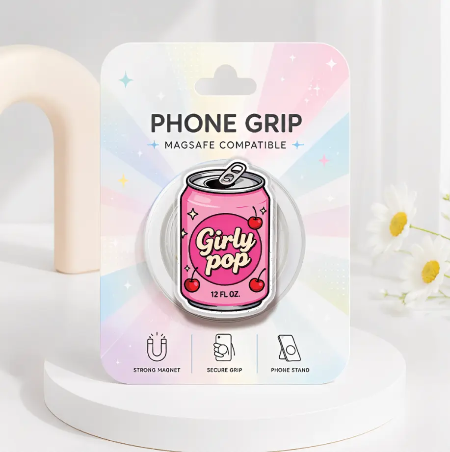 Girly Pop Cherry Phone Grip, Pink Soda MagSafe Phone Holder, Cute Soda Acrylic Pop Socket, Girly Pop Cherry Soda Phone Accessories, Gift for Her