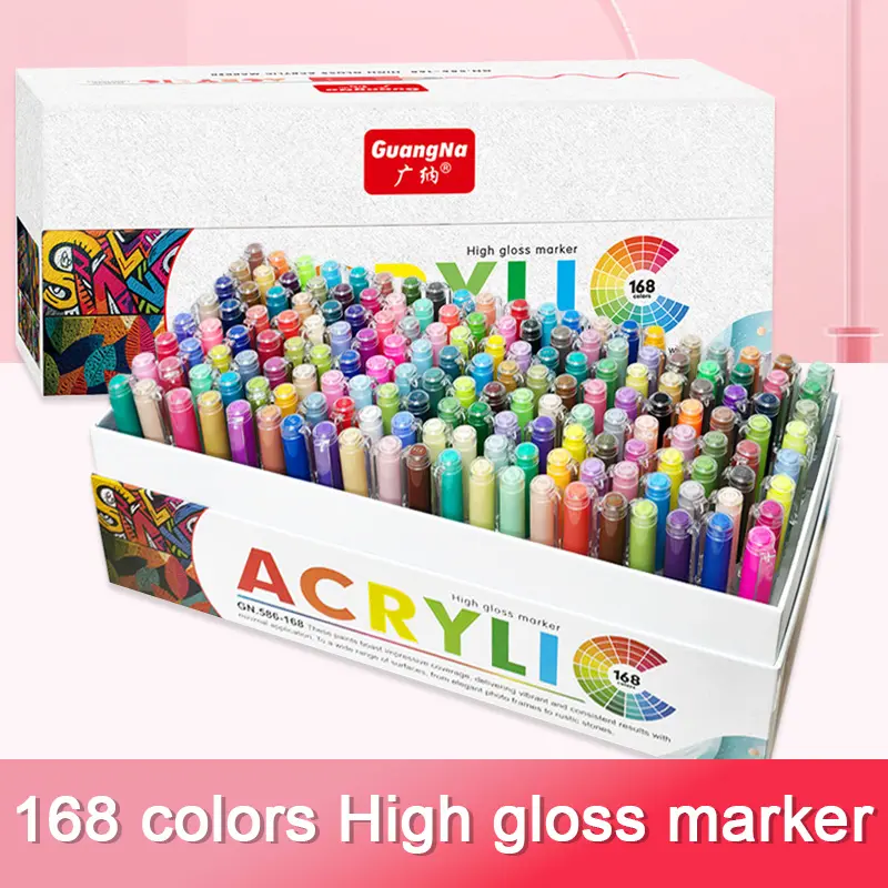 Guangna High Gloss Liquid Acrylic Markers Set, 168 Colors, Professional Art Supplies for Drawing, Sketching, Halloween & Christmas Gifts