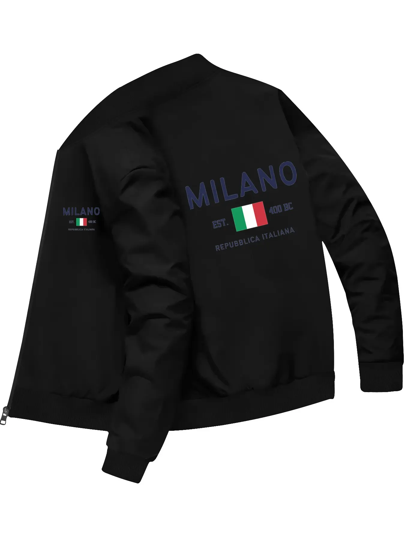 Milan City Flag Printed Bomber Jacket for Men and Women Casual Sports Daily Wear and Outdoor Activities