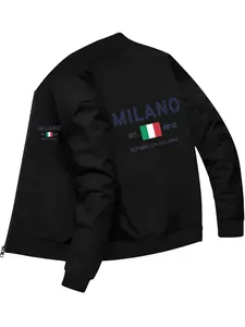 Milan City Flag Printed Bomber Jacket for Men and Women Casual Sports Daily Wear and Outdoor Activities