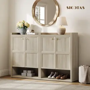 SICOTAS Shoe Cabinet Storage for Entryway - 48-Pair Shoe Cabinets with Doors and Adjustable Shelves, Farmhouse Large 7-Tier Shoes Storage Cabinet for Mudroom Closet Hallwayk