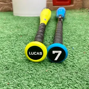 Baseball bat knob decal 1.5 in circle with name/number
